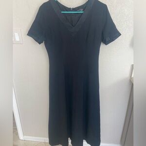 J. Peterman Black V-Neck Sheath Dress